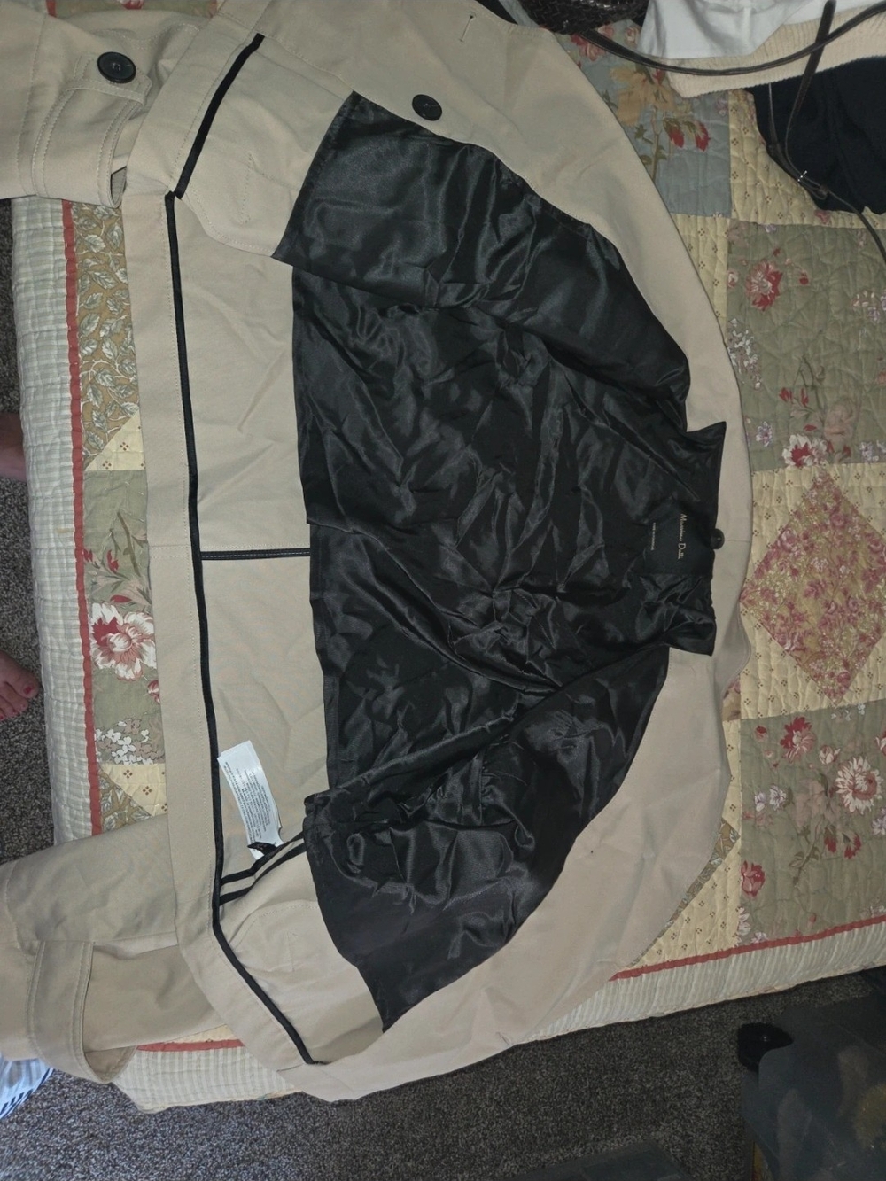 Massimo Dutti Beige Trench Coat with Black Lining